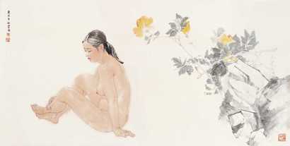 李爱国 2000年作 花季少女 镜心
